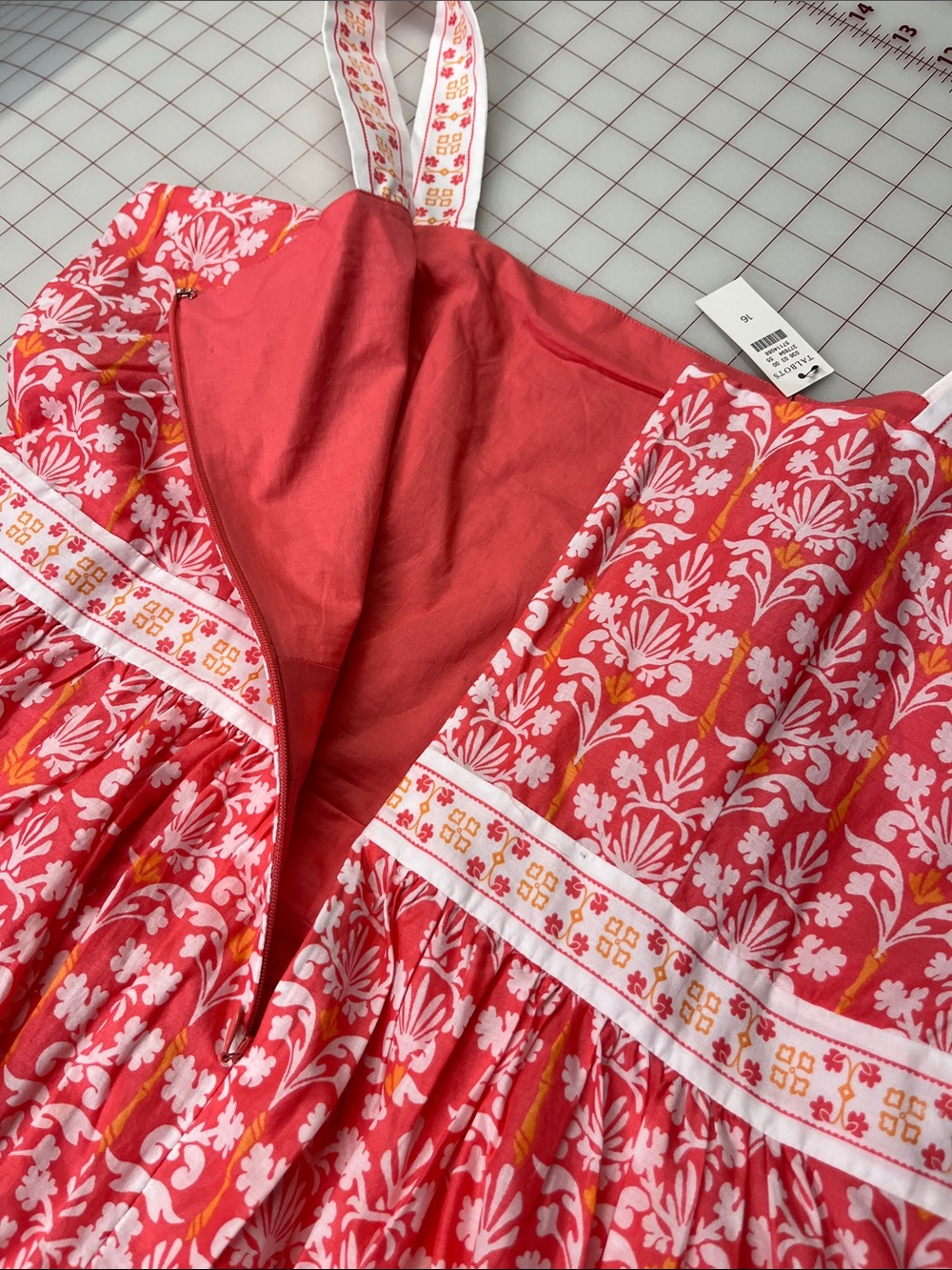 TALBOTS NWT Cottage Boho Party 100% Cotton Floral Scroll Print Sundress Maxi 16 - Picture 11 of 16